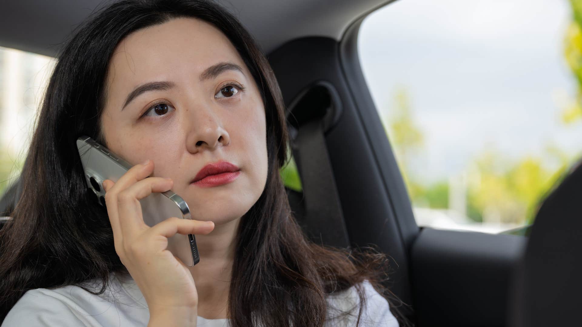 Woman who doesn't make assumptions in her car.