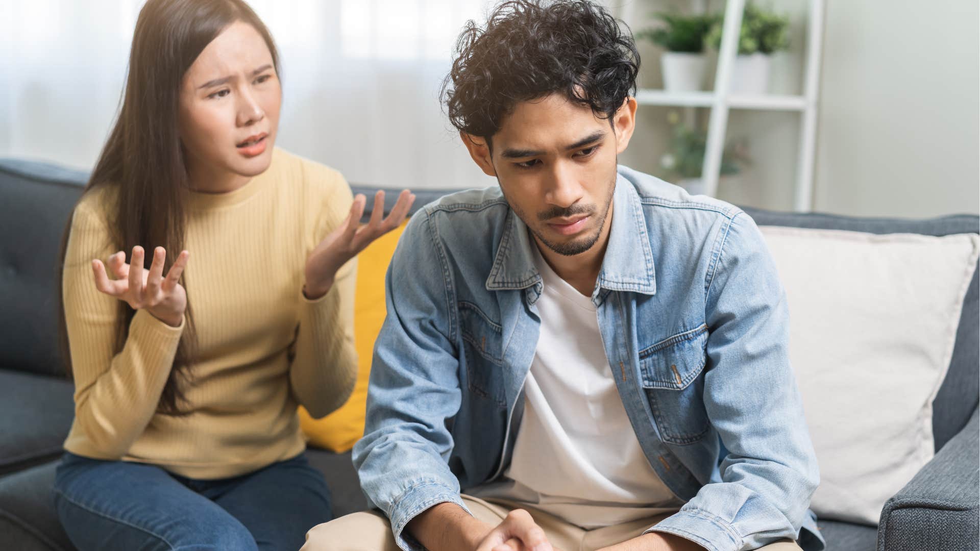 Man who repeats the same mistakes talking to his wife.