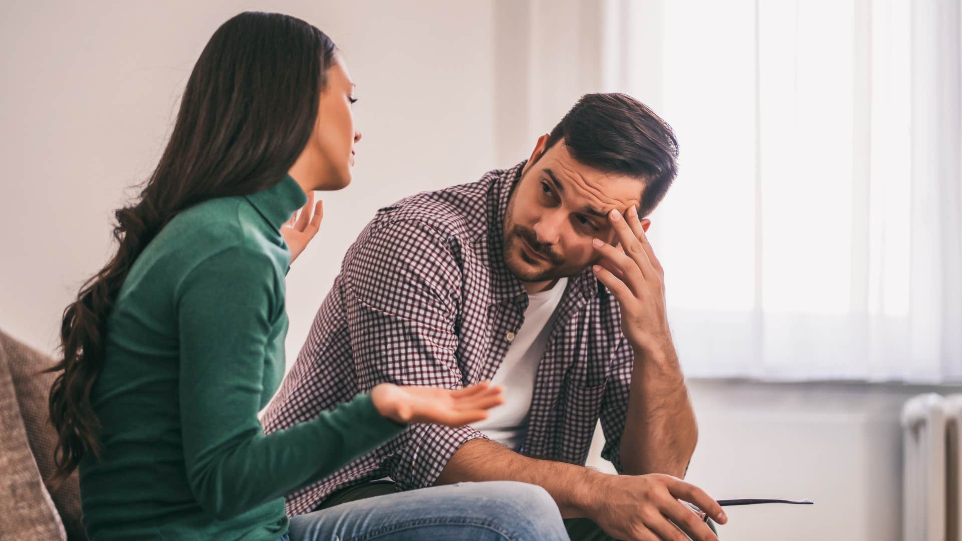 Concerned man listens carefully showing way to tell he loves you