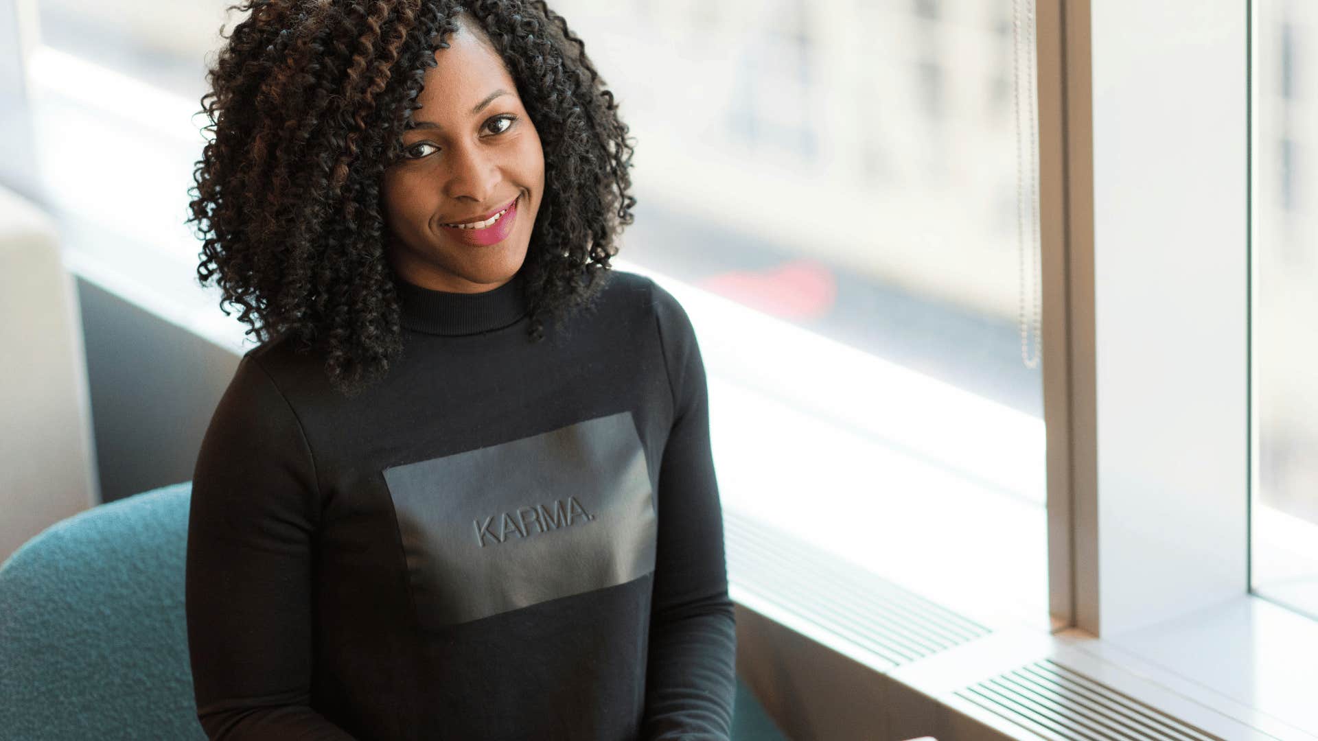 young woman with positive energy smiling