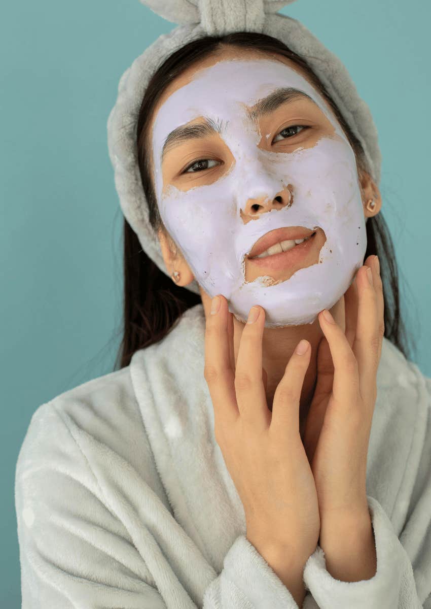 young woman practicing self care