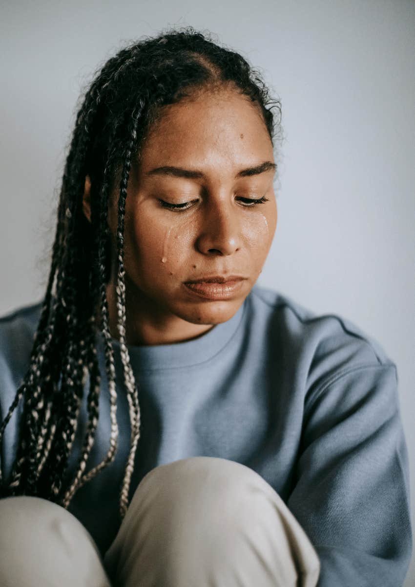 young woman wanting to be alone while upset