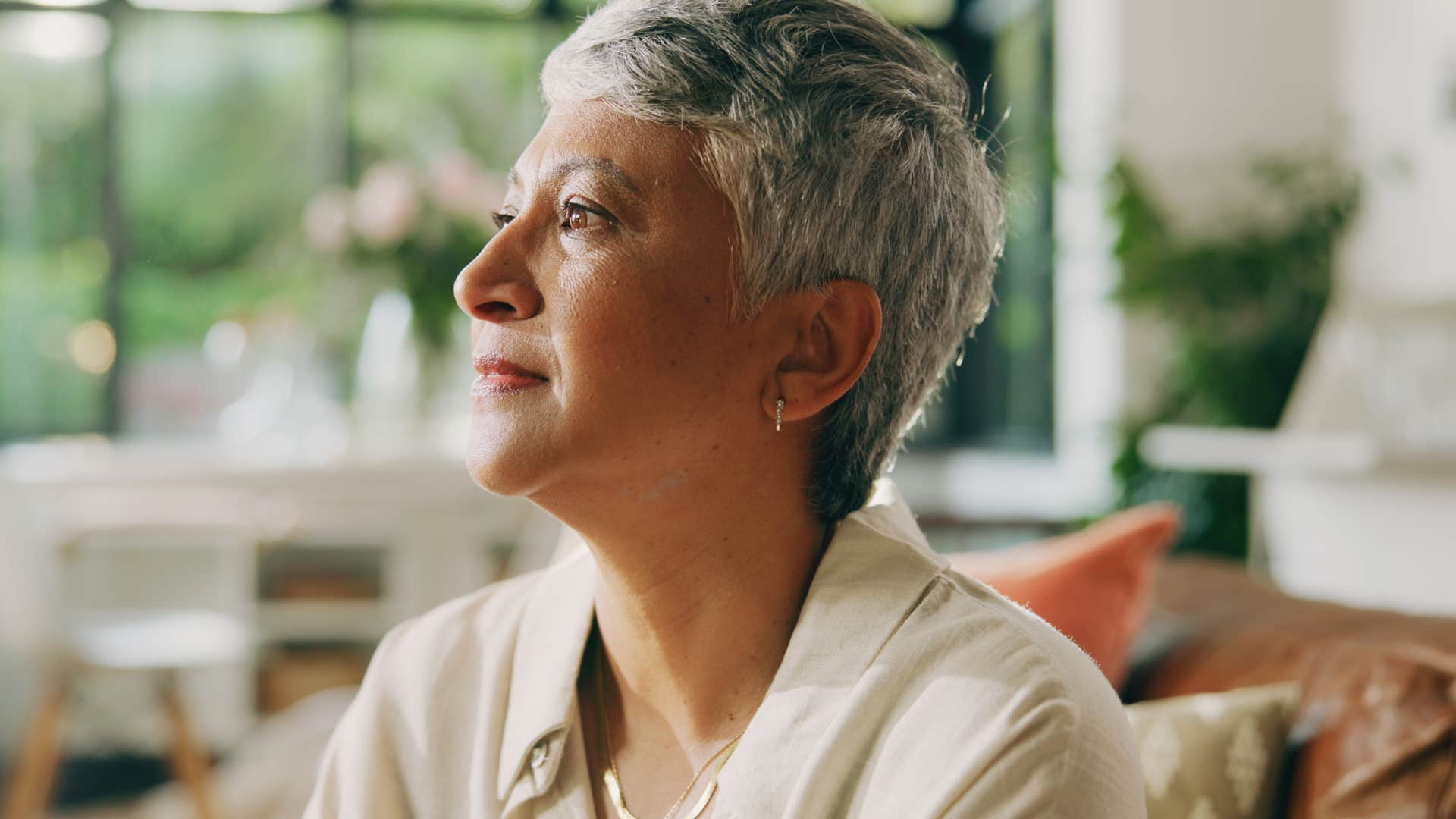 Calm person looks up showing forgiveness after divorce