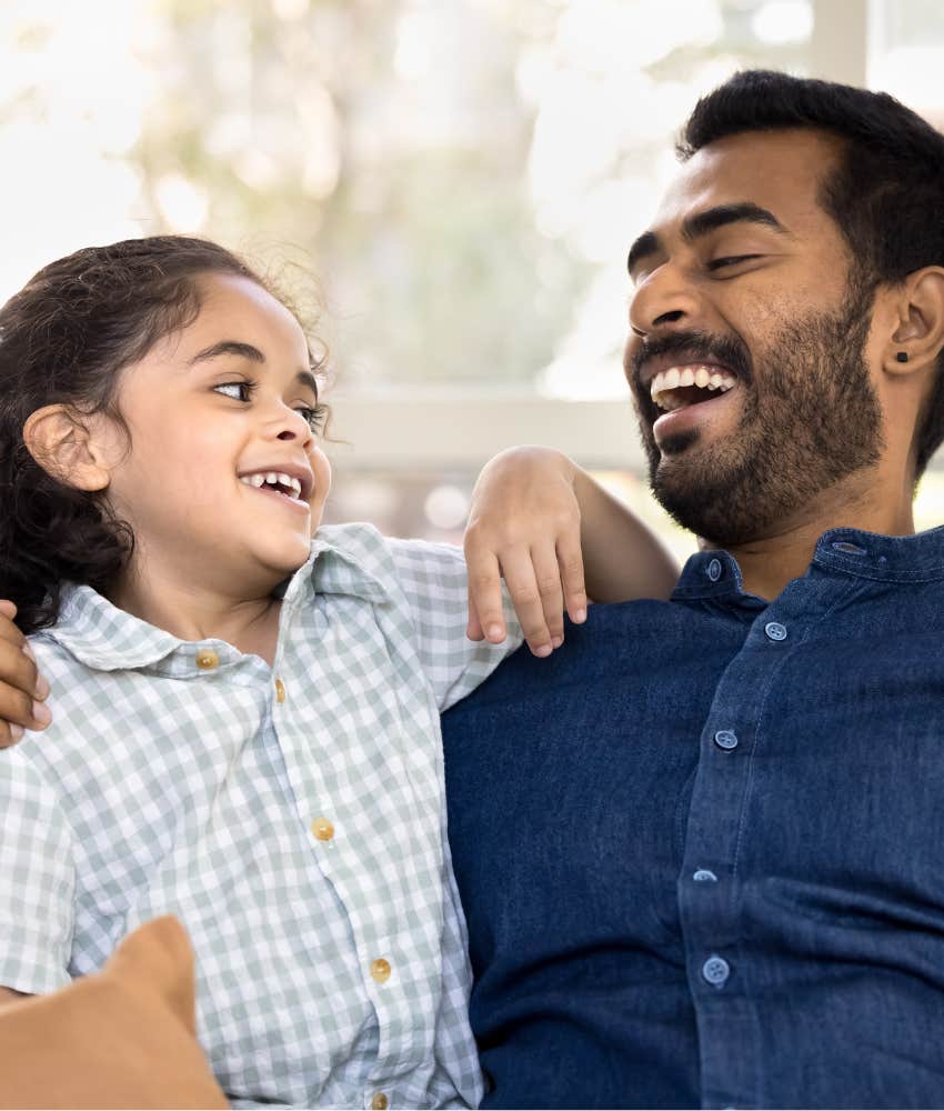 Happy parent and attentive child showing respectful parenting