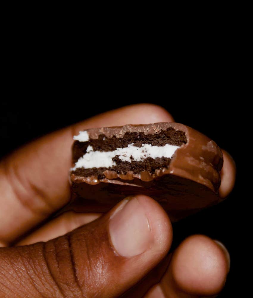 Chocolate marshmallow showing snack before 1980s