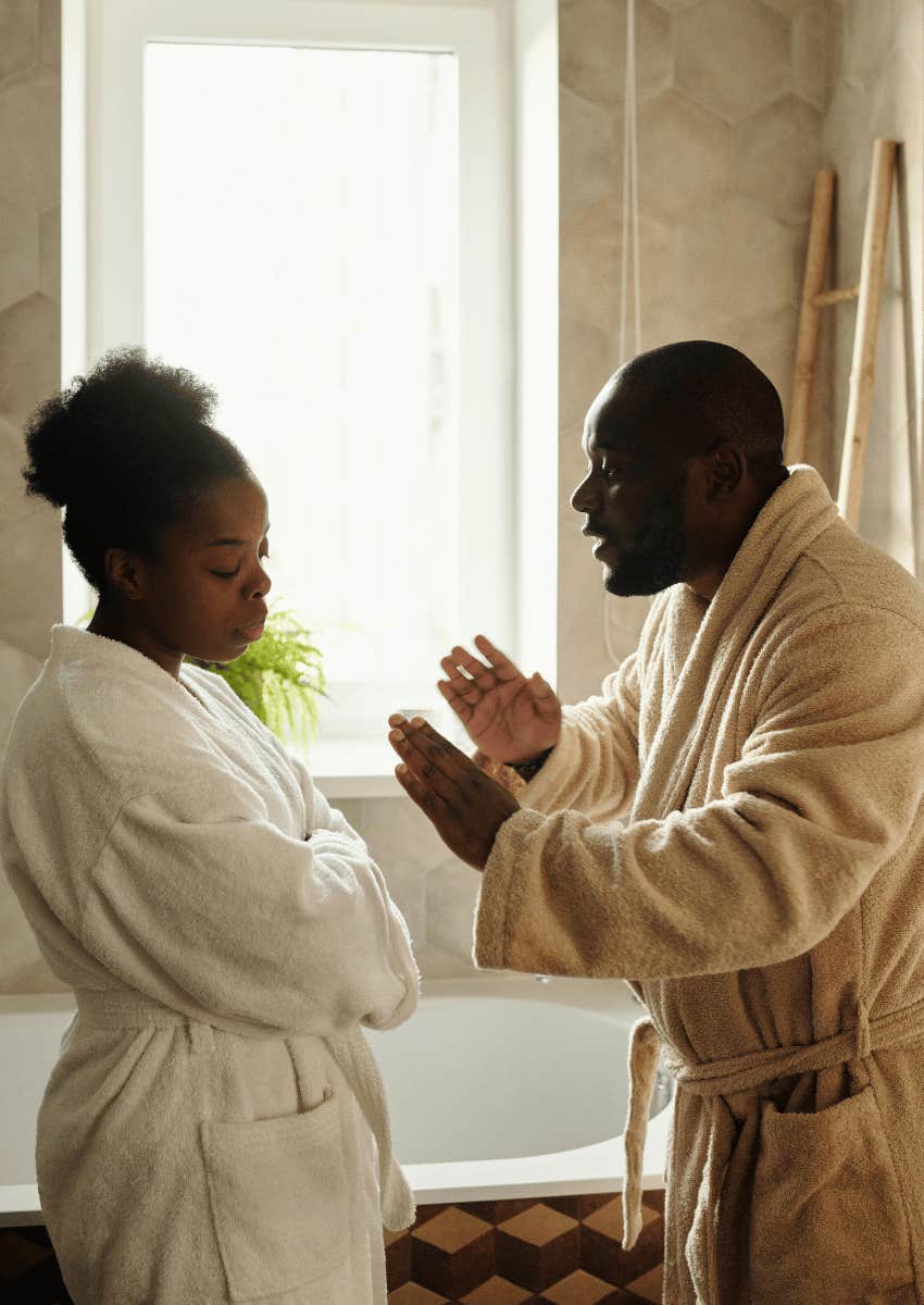 couple having a silly argument about wanting to be wrong together