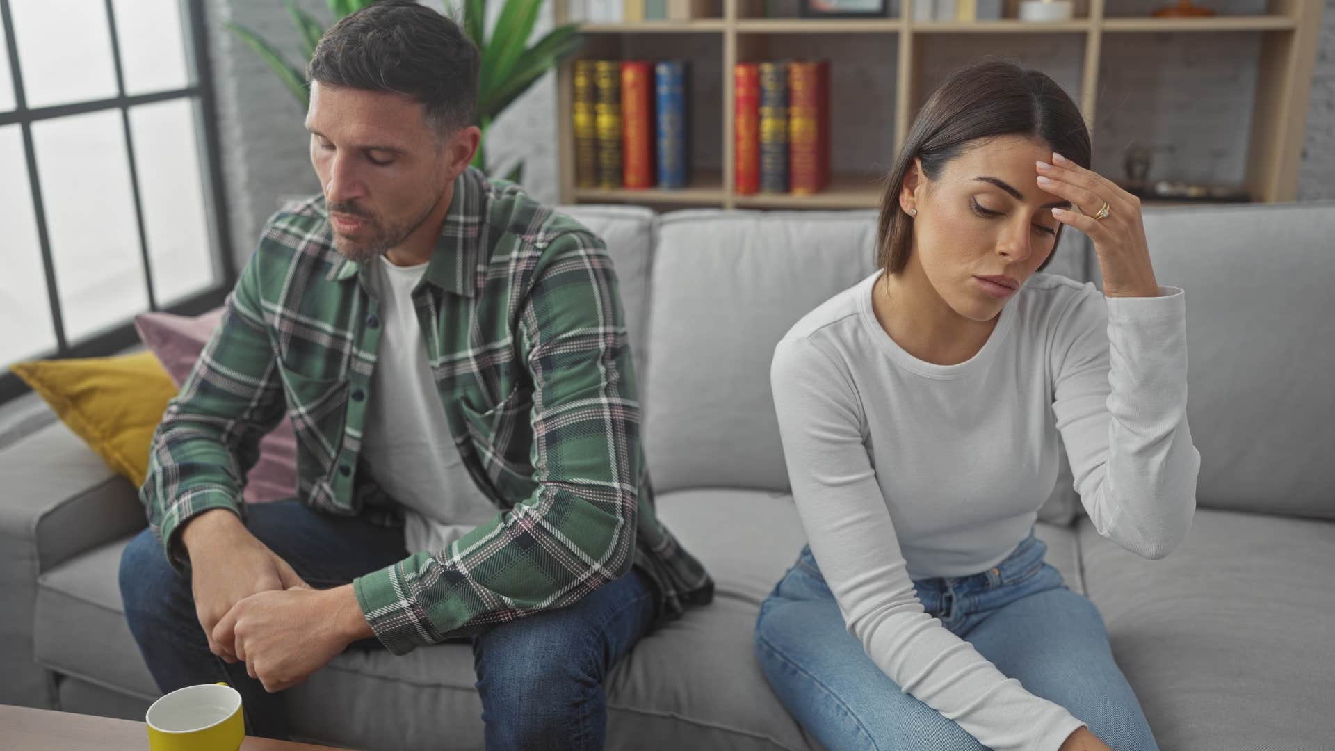 couple sitting together avoiding conflict