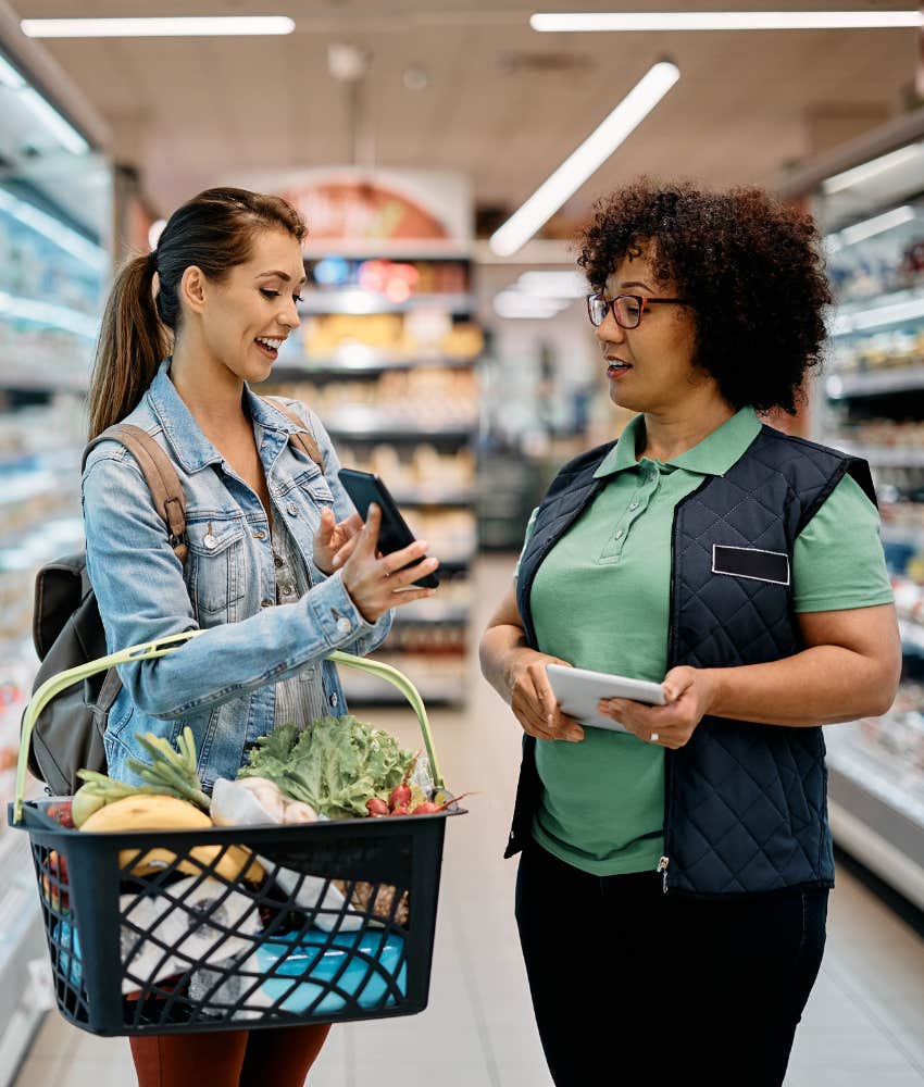 Curious customer asks healthy person about eating habits
