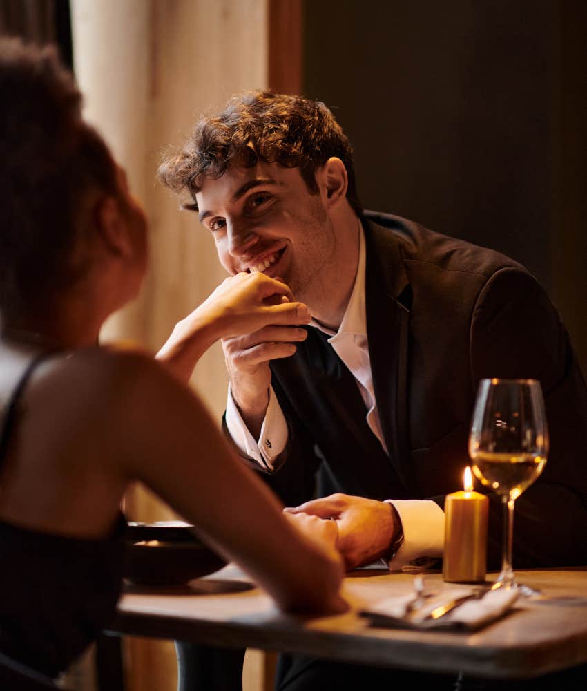 man charming woman on dinner date valentines day gifts middle class barely afford