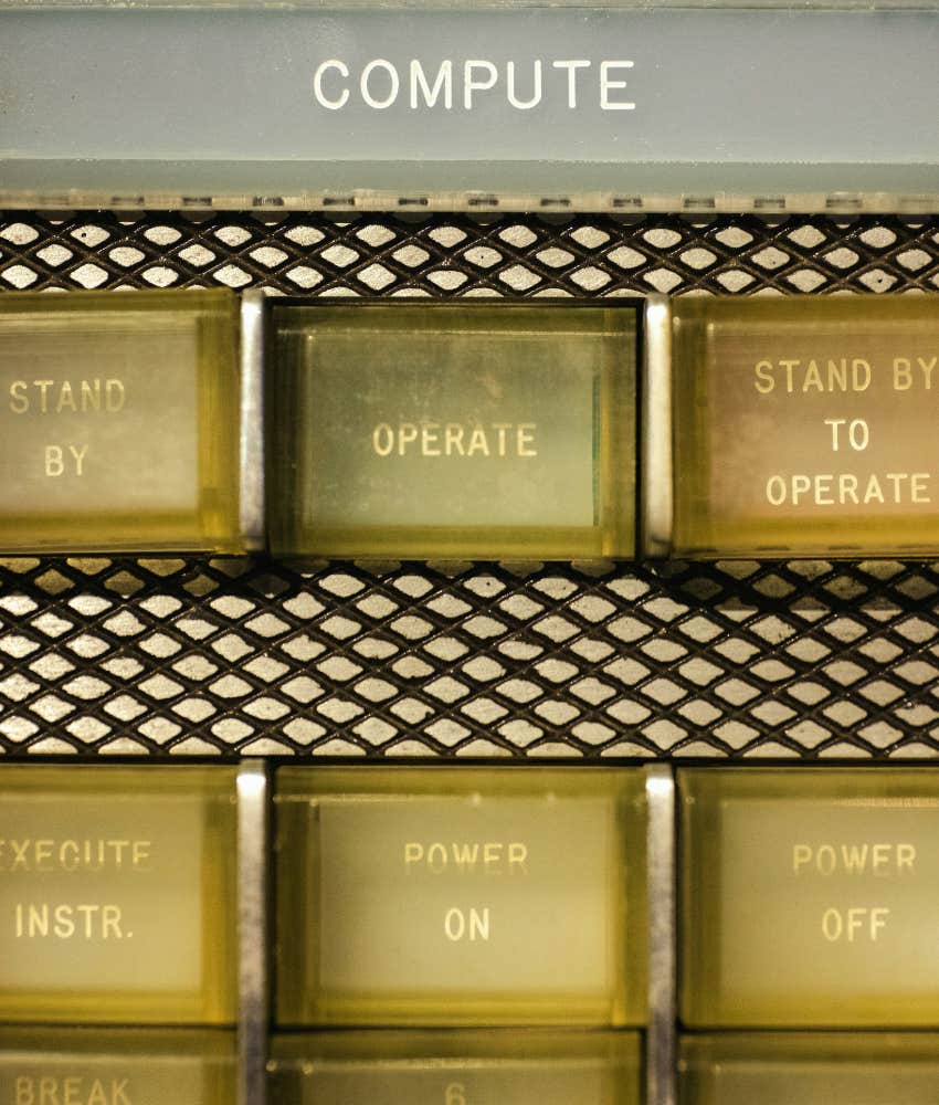 Curios vintage computer keyboard showing first online dating service