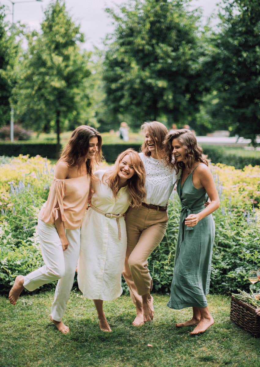 group of friends laughing together