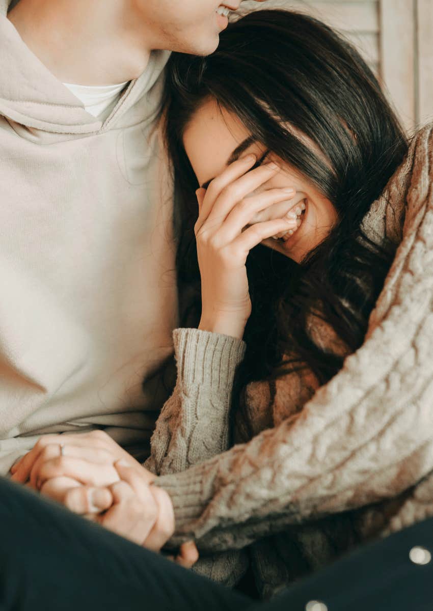 good man compliments woman he loves on her calm demeanor