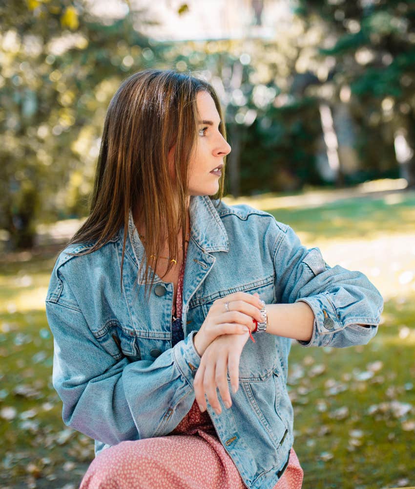 concerned person check watch showing instincts make better decisions