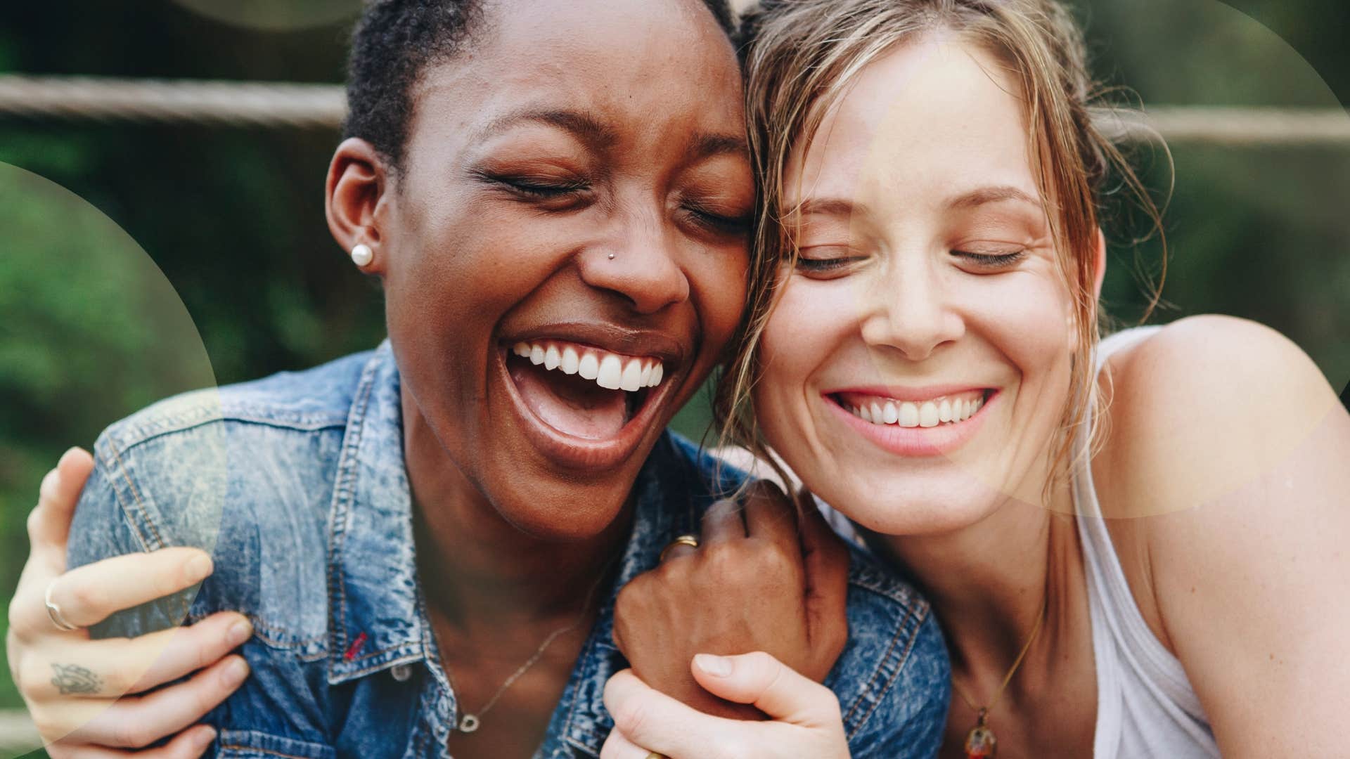 high iq woman who's intentional about her people smiling with a friend