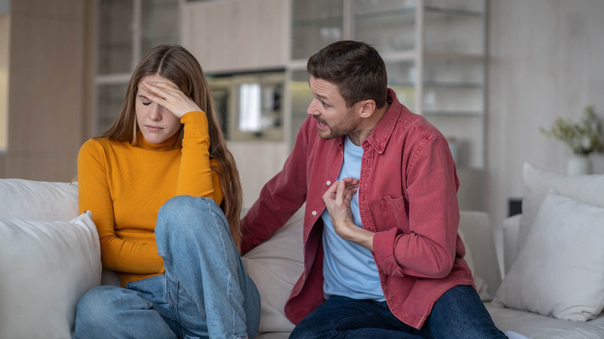 man complaining to woman you always do this 