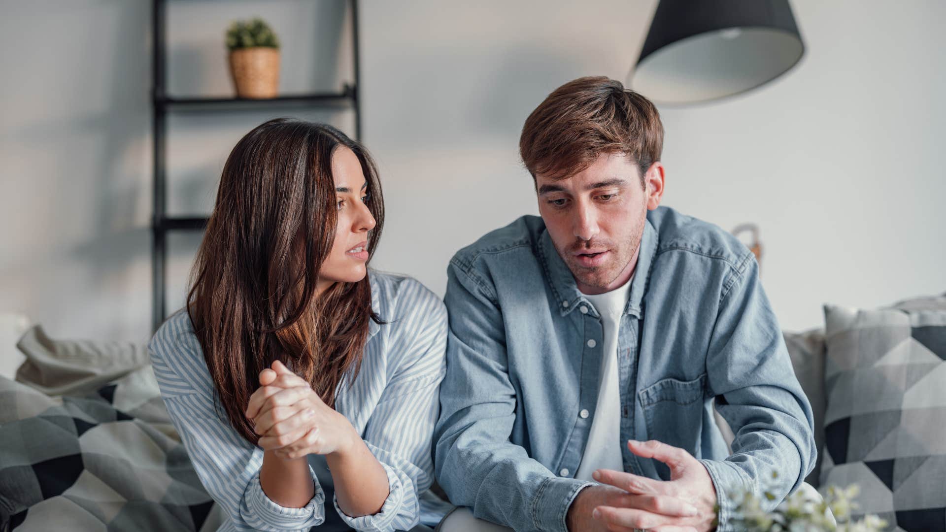husband having conversation with wife