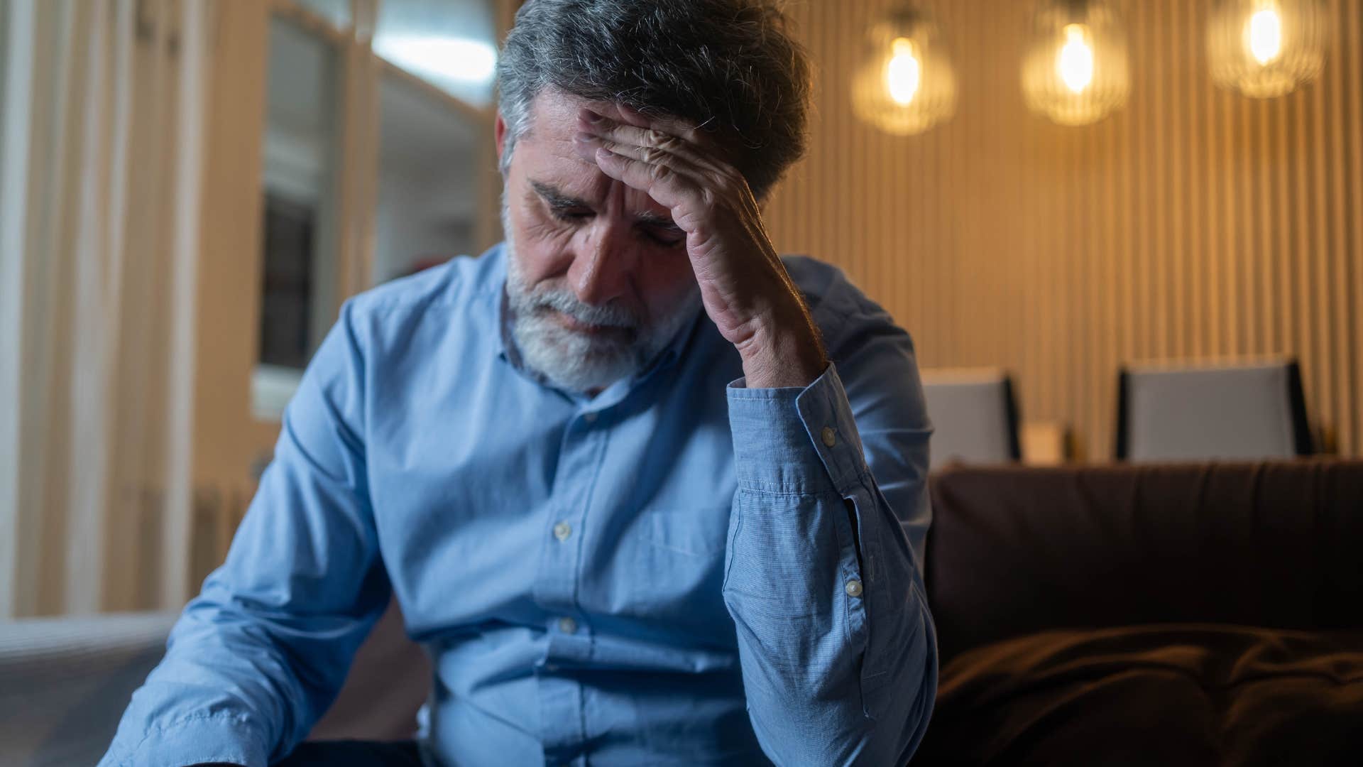 man with no close friends self-isolating when he's stressed
