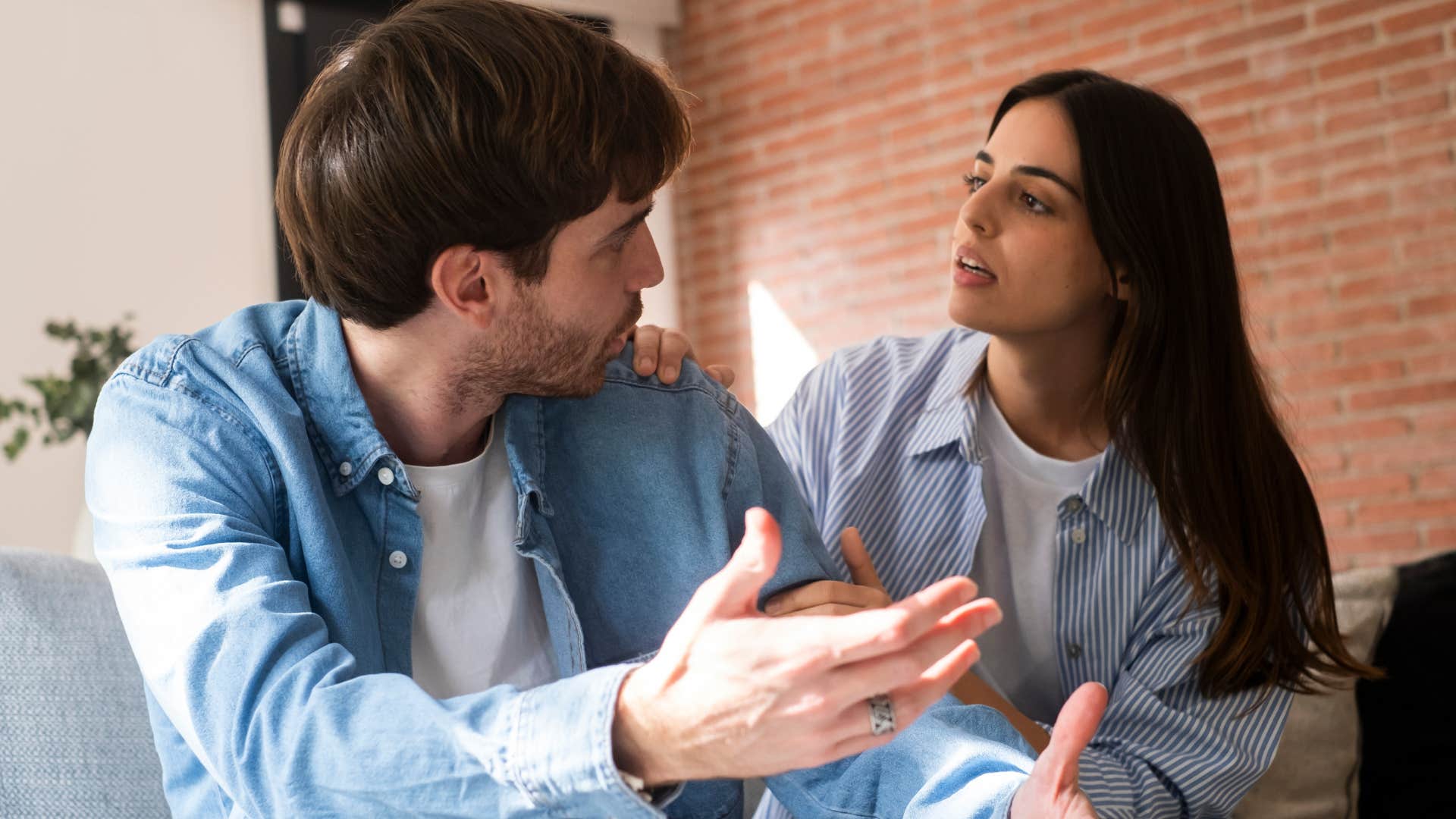 couple arguing with selfish man telling wife I have bigger things to worry about