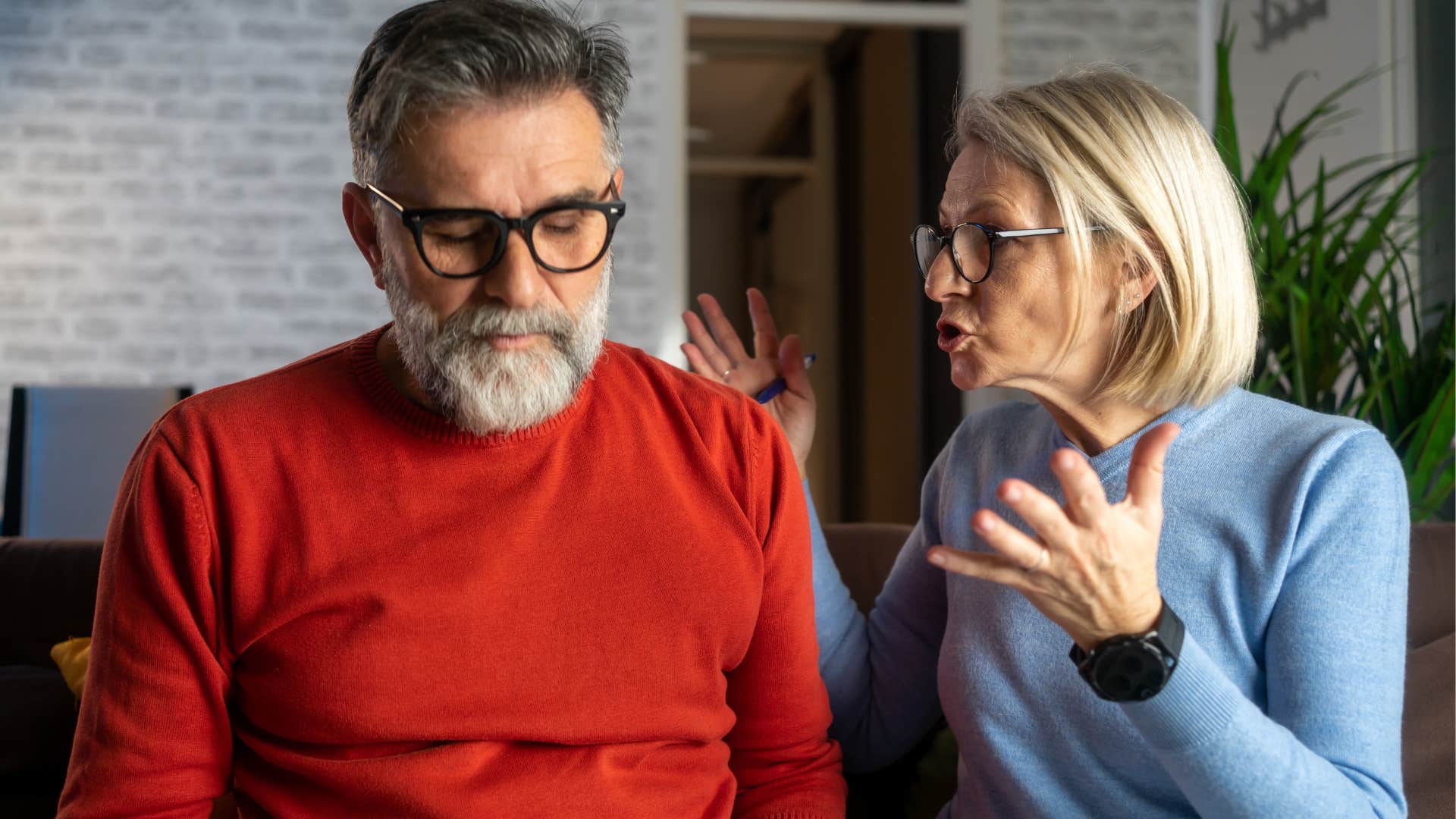 rude man saying that's not my problem to his concerned partner