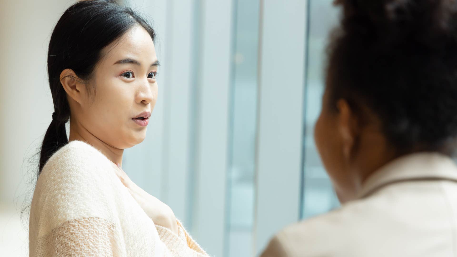 lonely woman deflecting compliments 