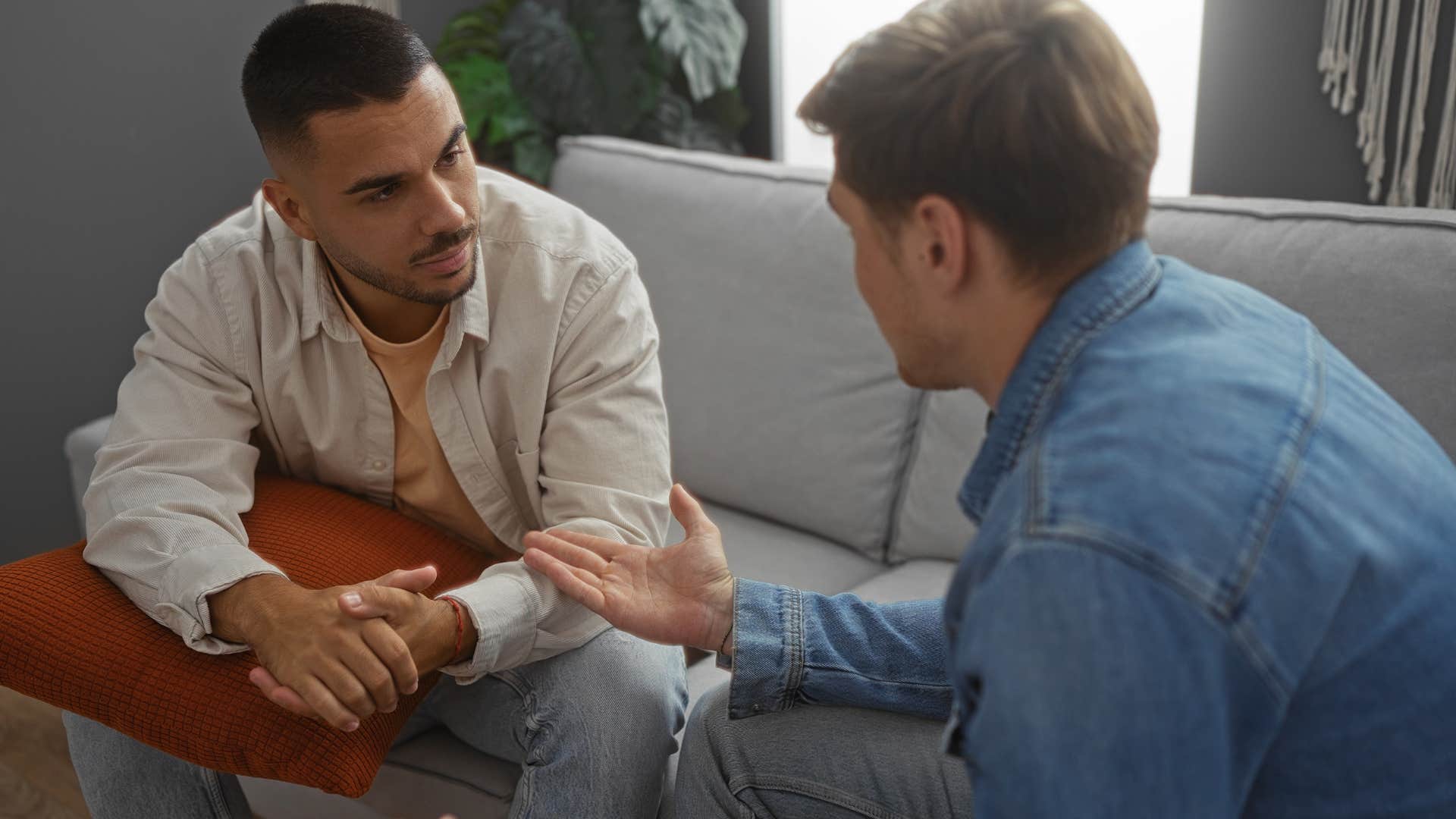 man who worries about being too much talking to acquaintance