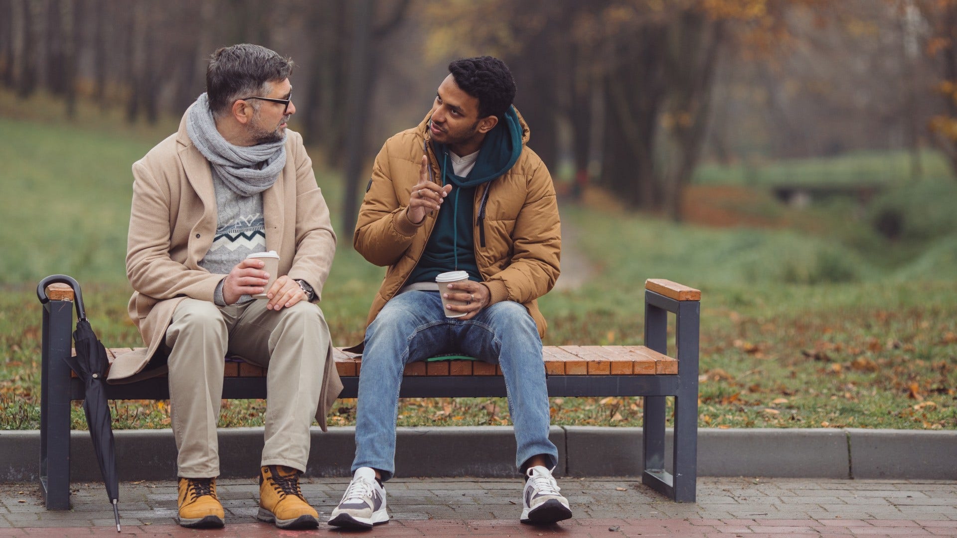 man opening up to a stranger because of his trustworthy face