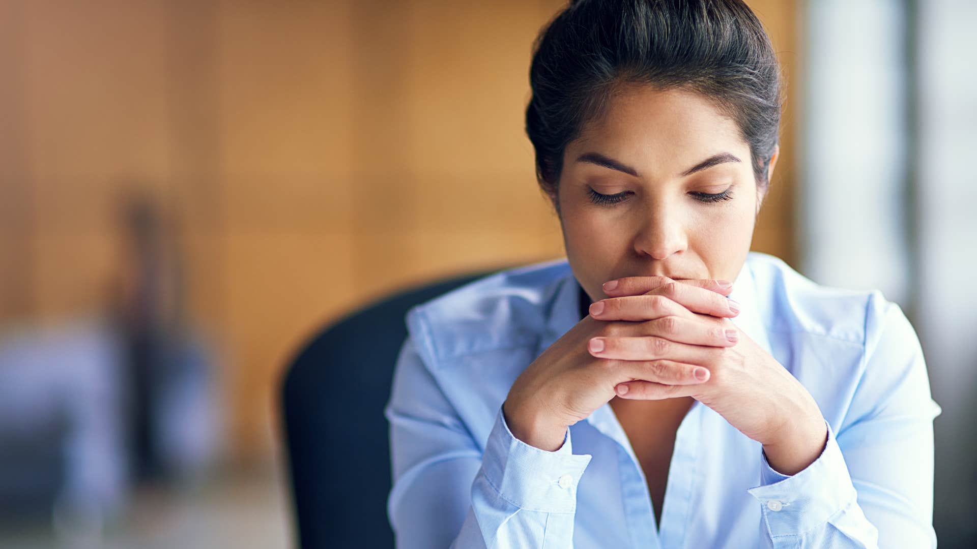 Worried person doesn't look forward to work showing wrong career