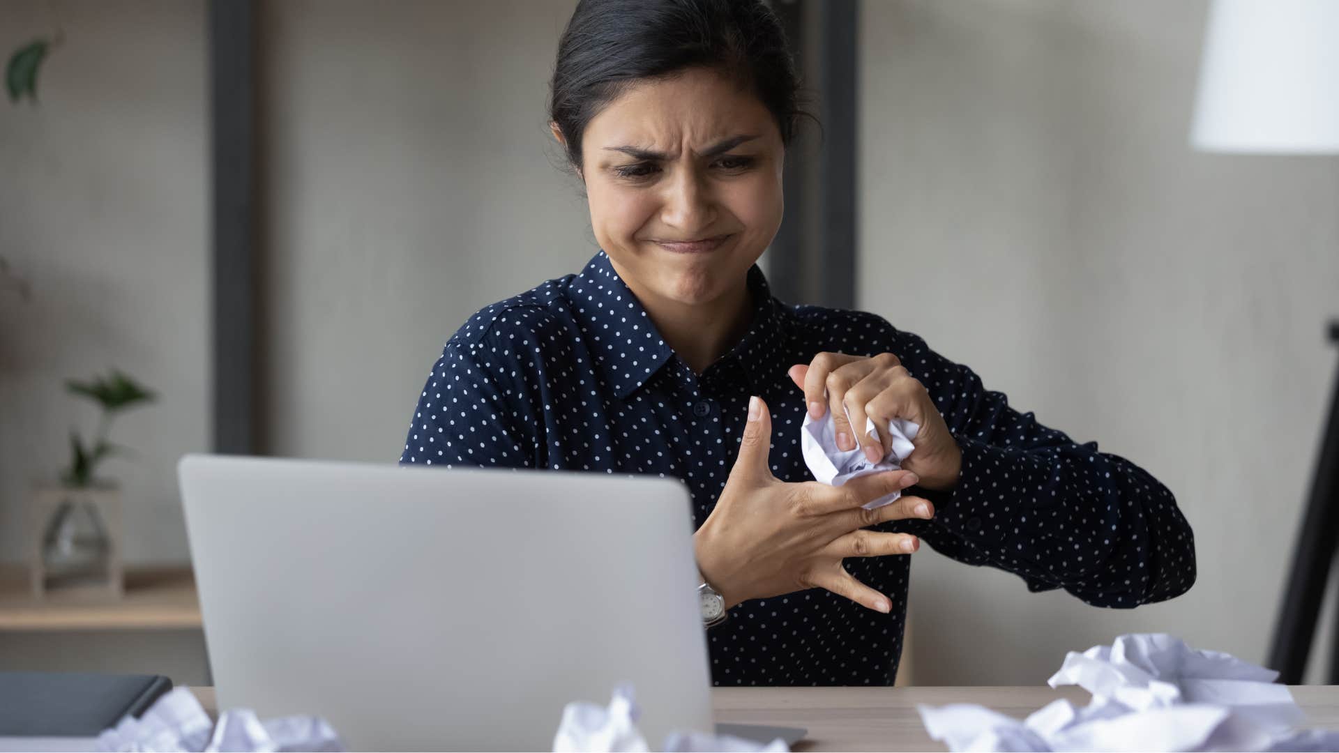 Angrty person wads paper showing wrong career affects health