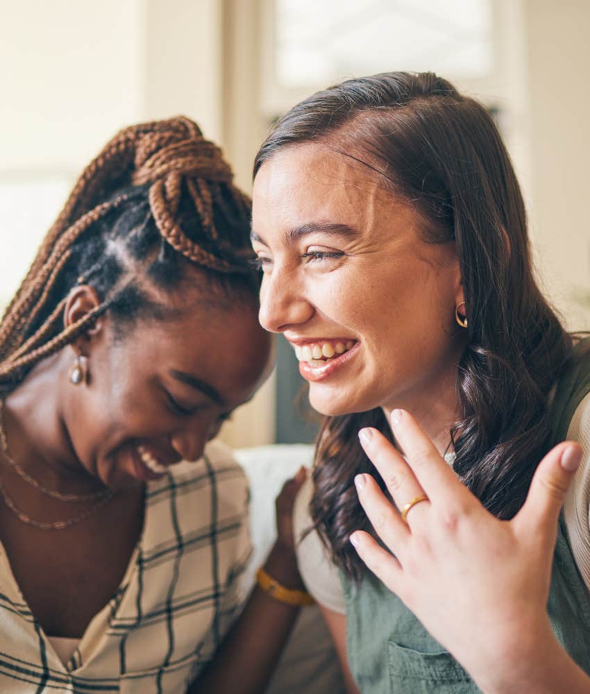 Happy friends laugh Practice appreciating others without ranking themselves