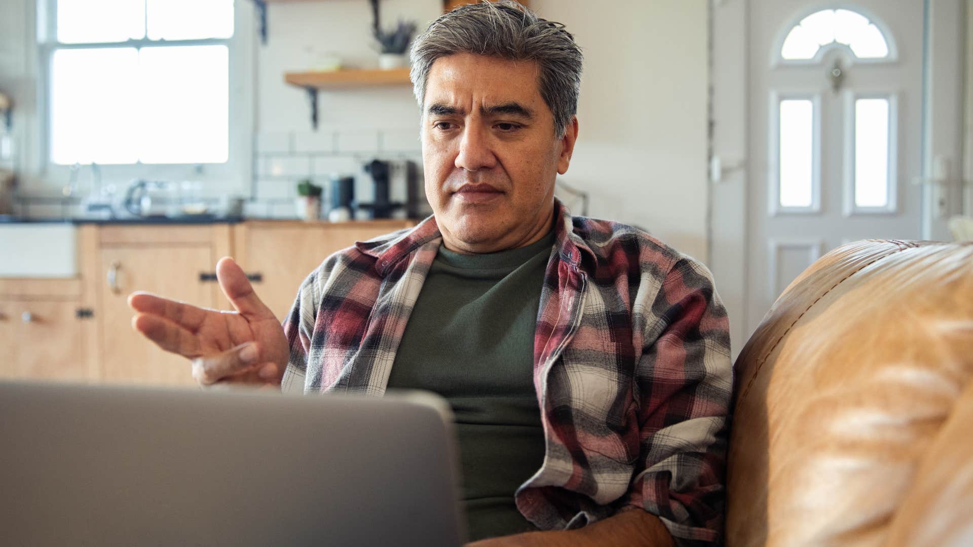Man with a strong moral compass sitting at home.