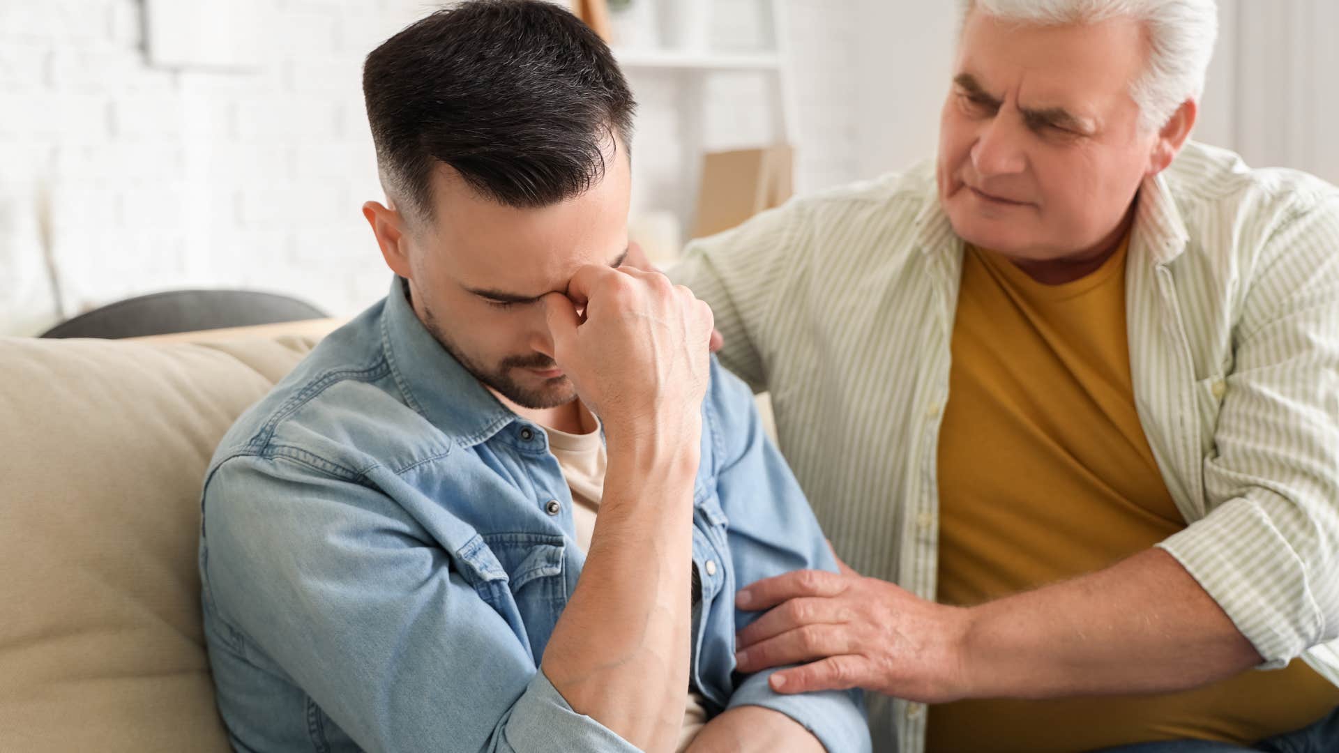 rude young man saying you owe me to his father