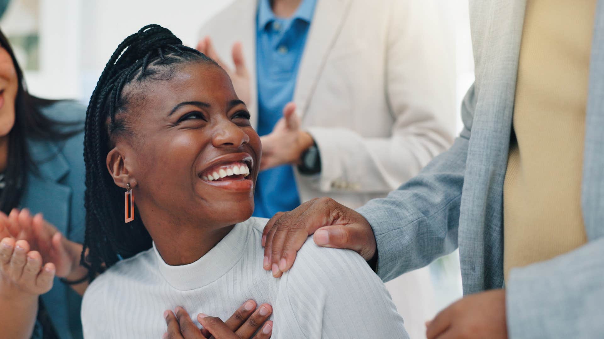 happy woman who is satisfied with effort