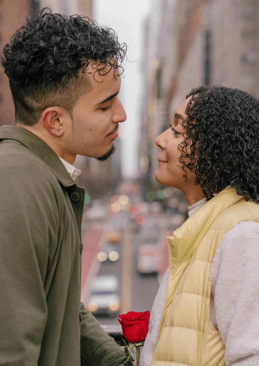 loving couple gazing at each other