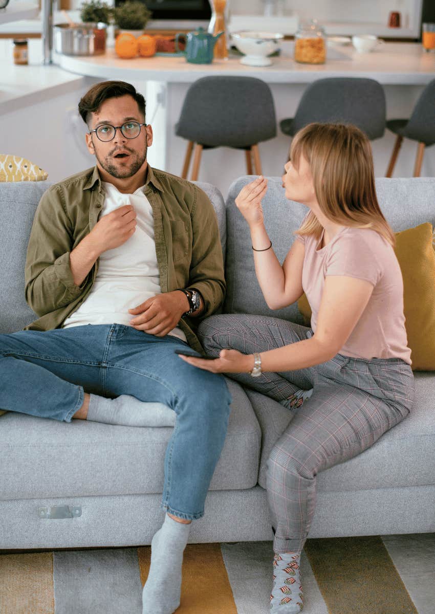 man frustrated by a woman requesting the bare minimum