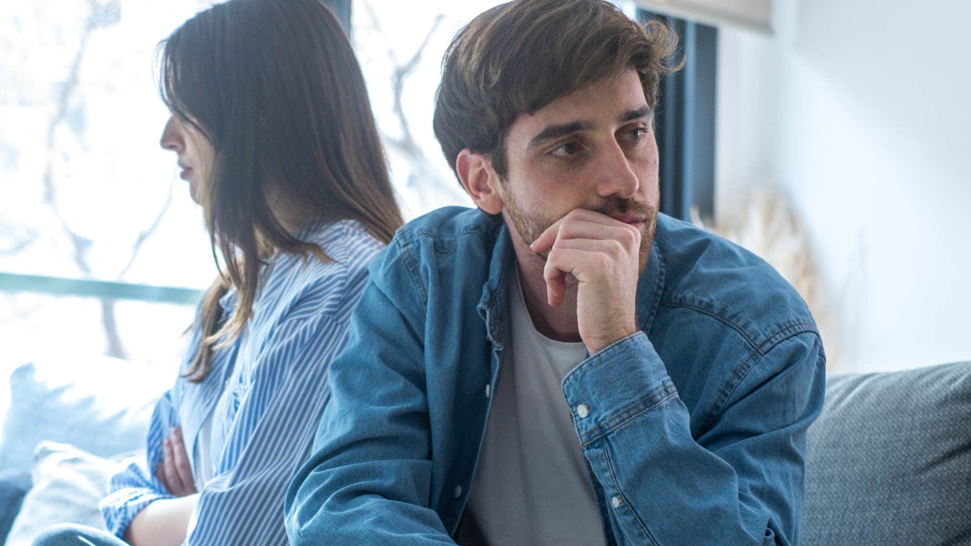 Man who weaponizes affection turned away from his partner.