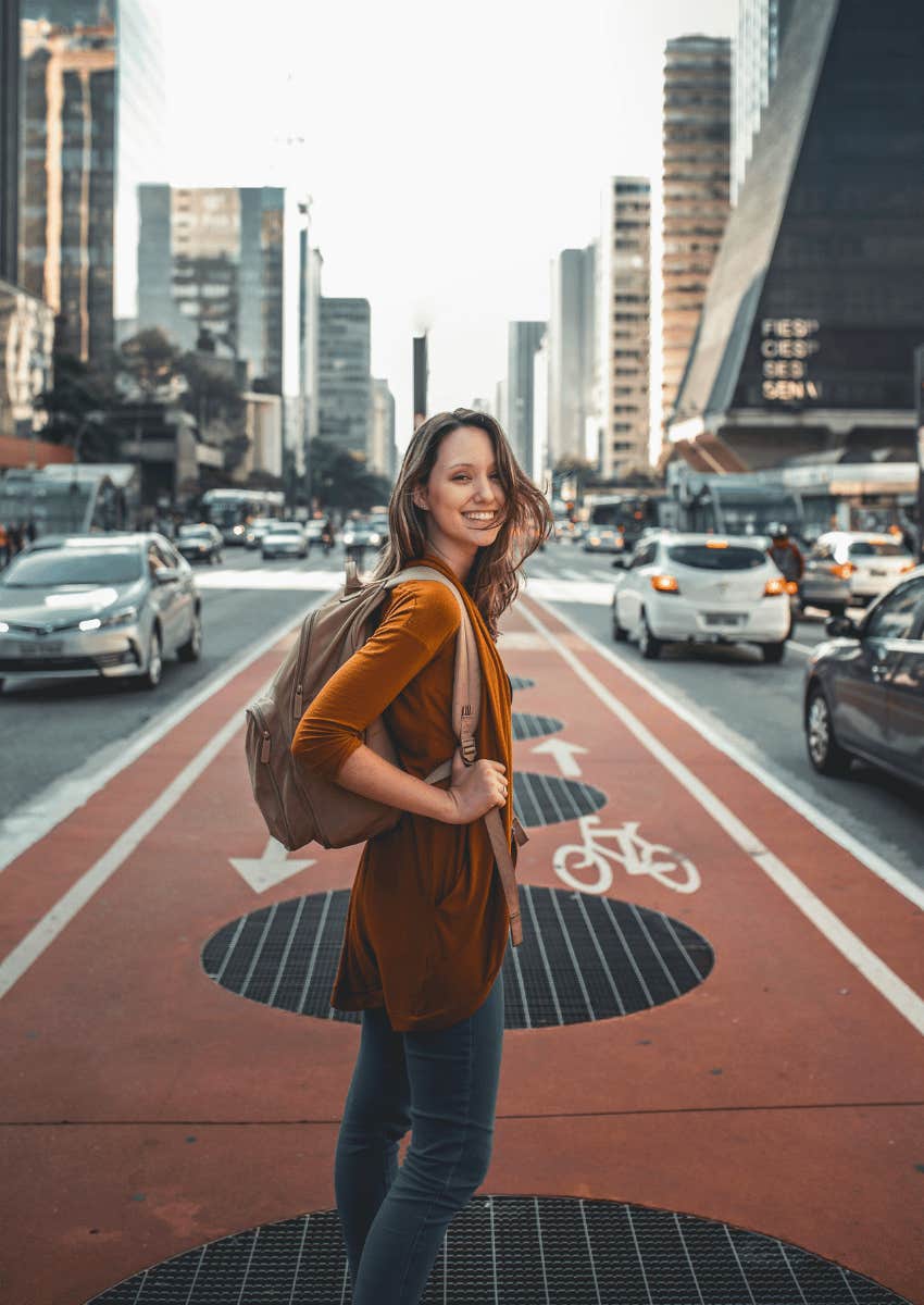 millennial woman traveling alone
