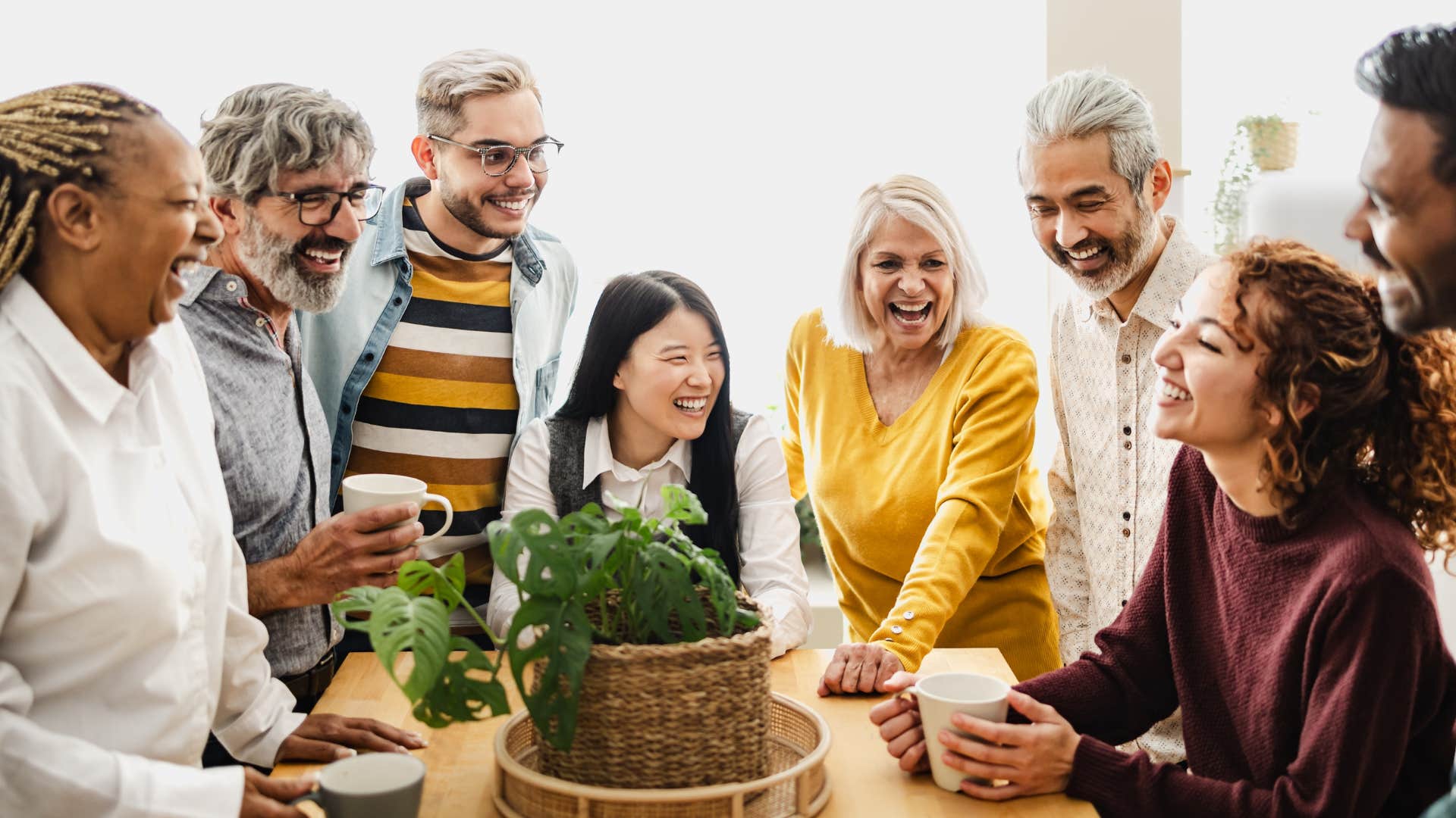 Happy family members bond over coffee shiwing way to be captivating