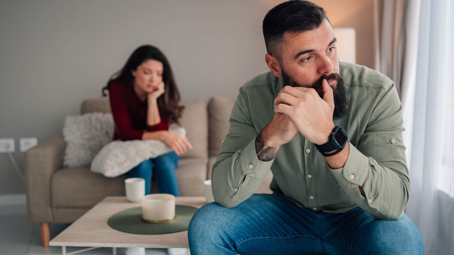 sad man who runs from labels and commitments in his relationships