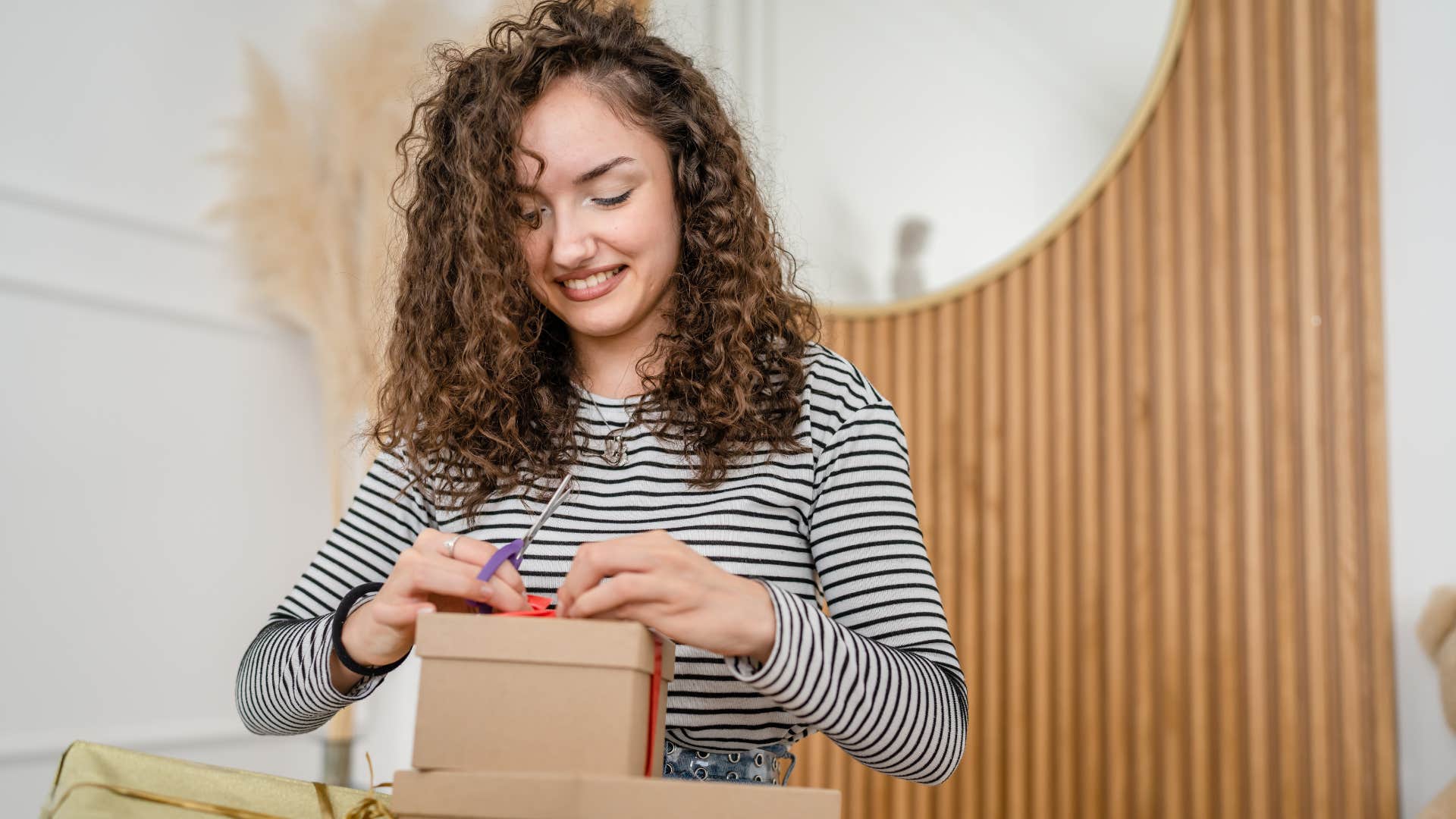 woman with a golden heart and the kindest soul putting effort into gifts for others