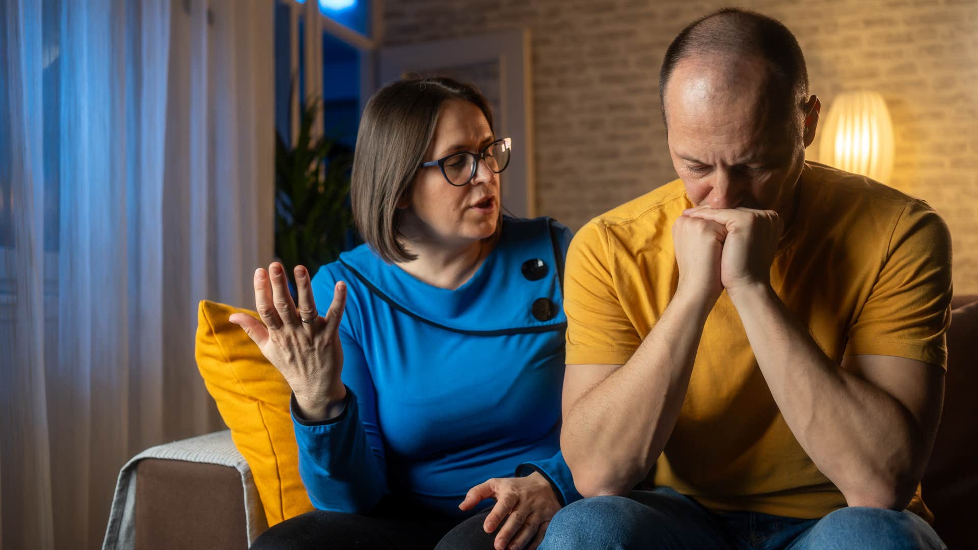 Confident person break up with quiet partner showing direct breakup