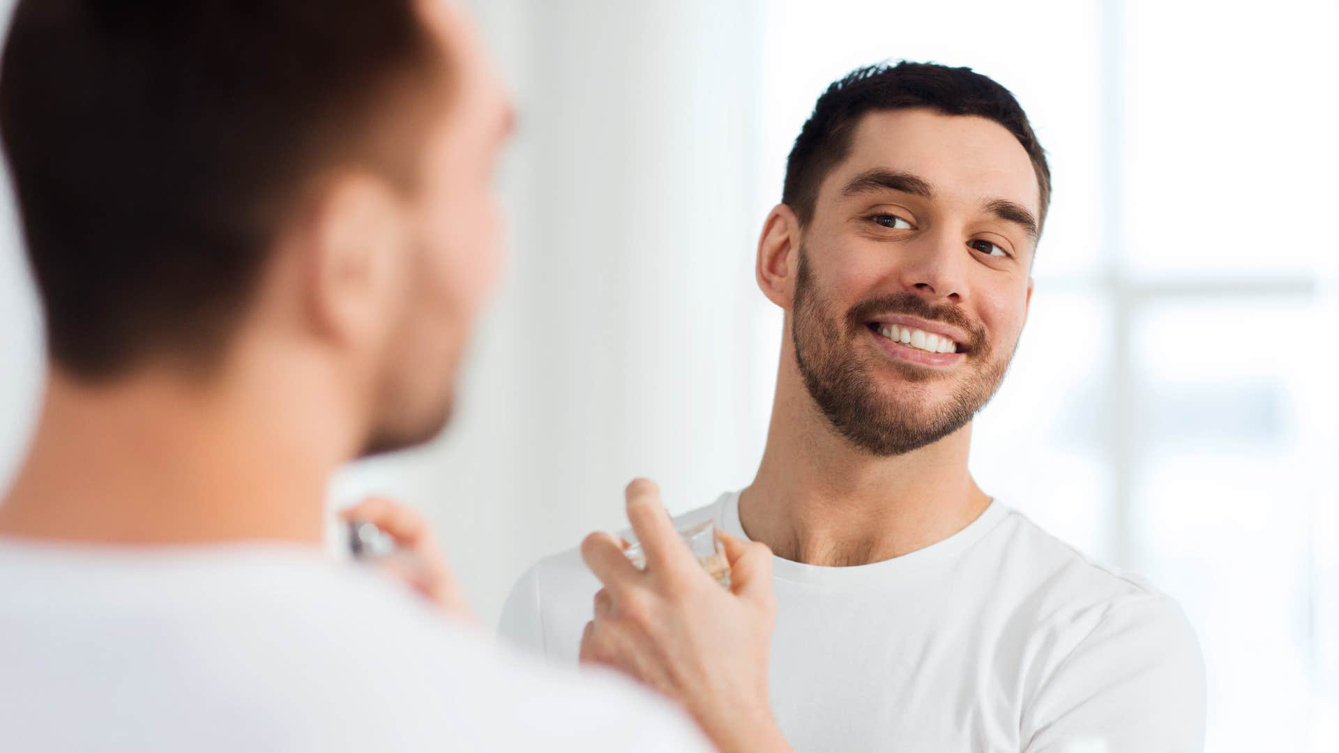 Chivalrous man scents himself 