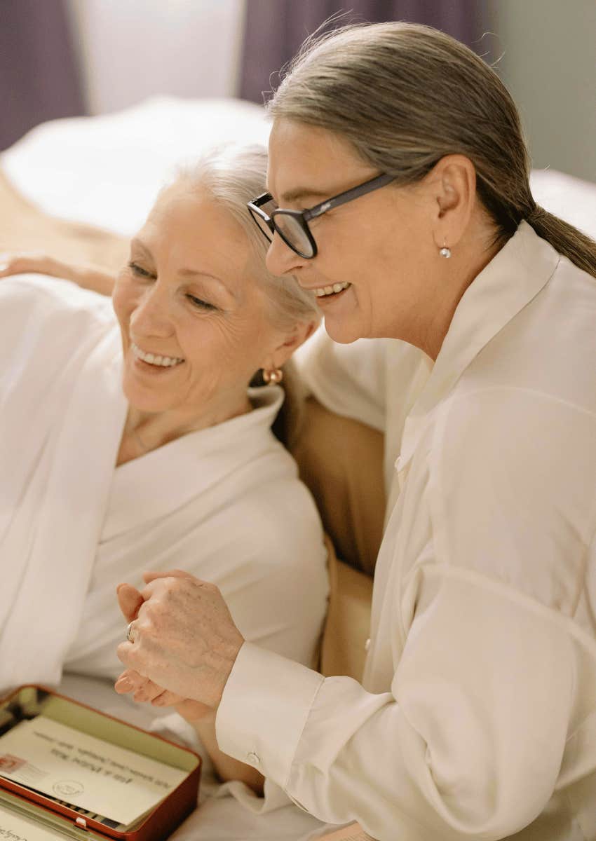 older close friends smiling