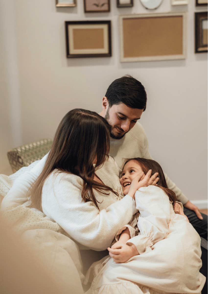 mother making her kids feel loved by sharing stories from their past