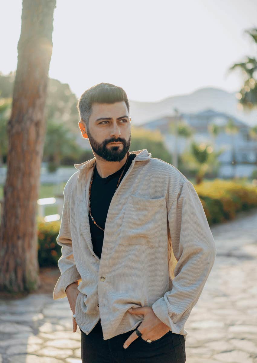 patient man posing outside