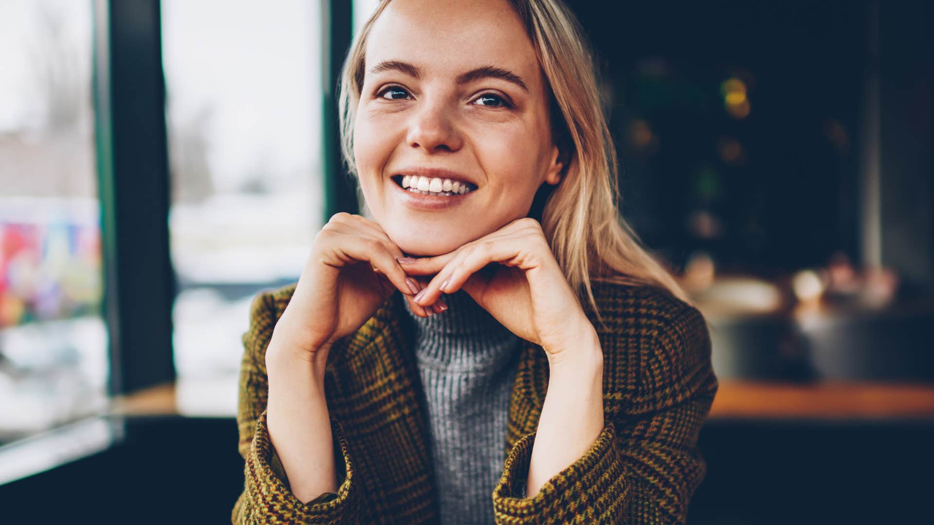 lighthearted blonde woman