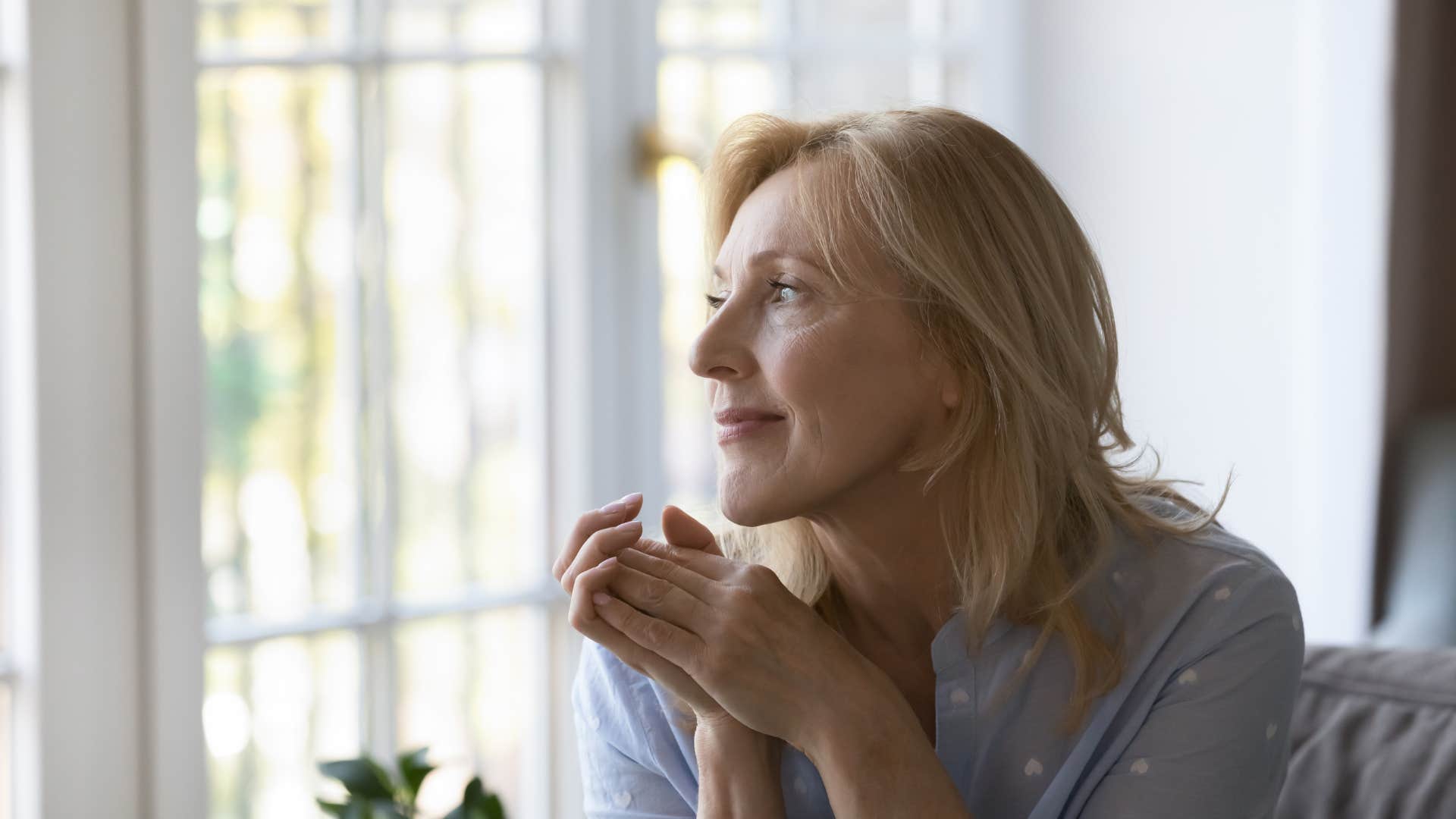 optimistic blonde woman