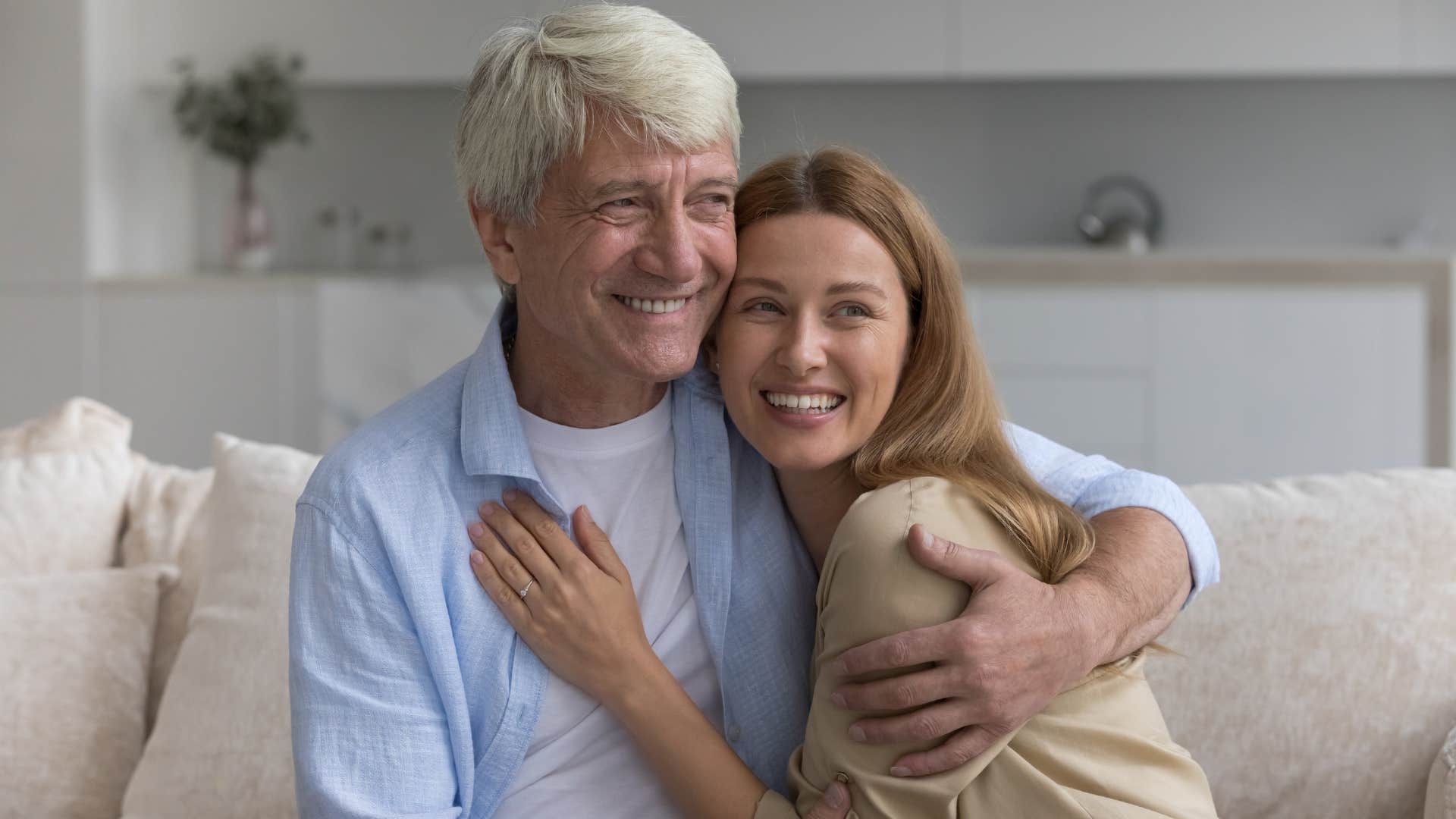 older father and daughter spending quality time together hugging