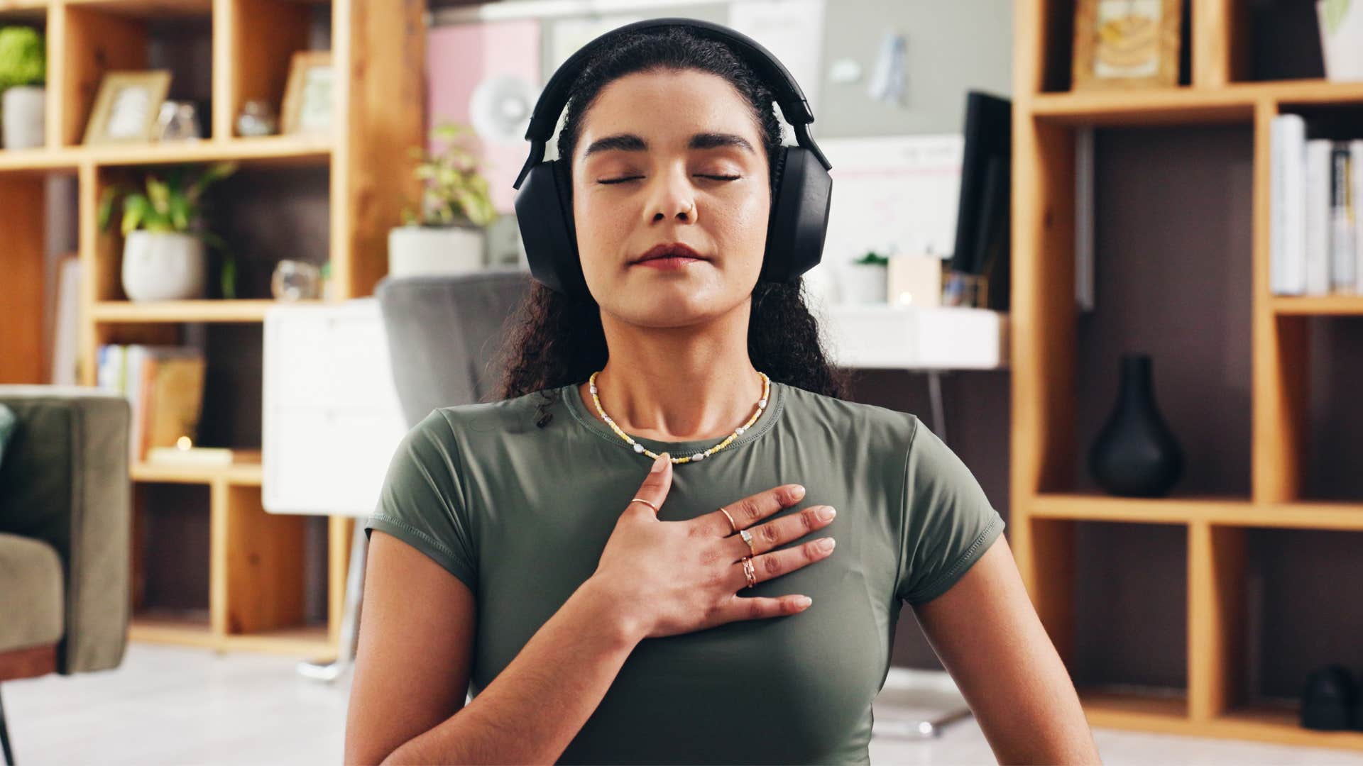 loner woman recharging with meditation