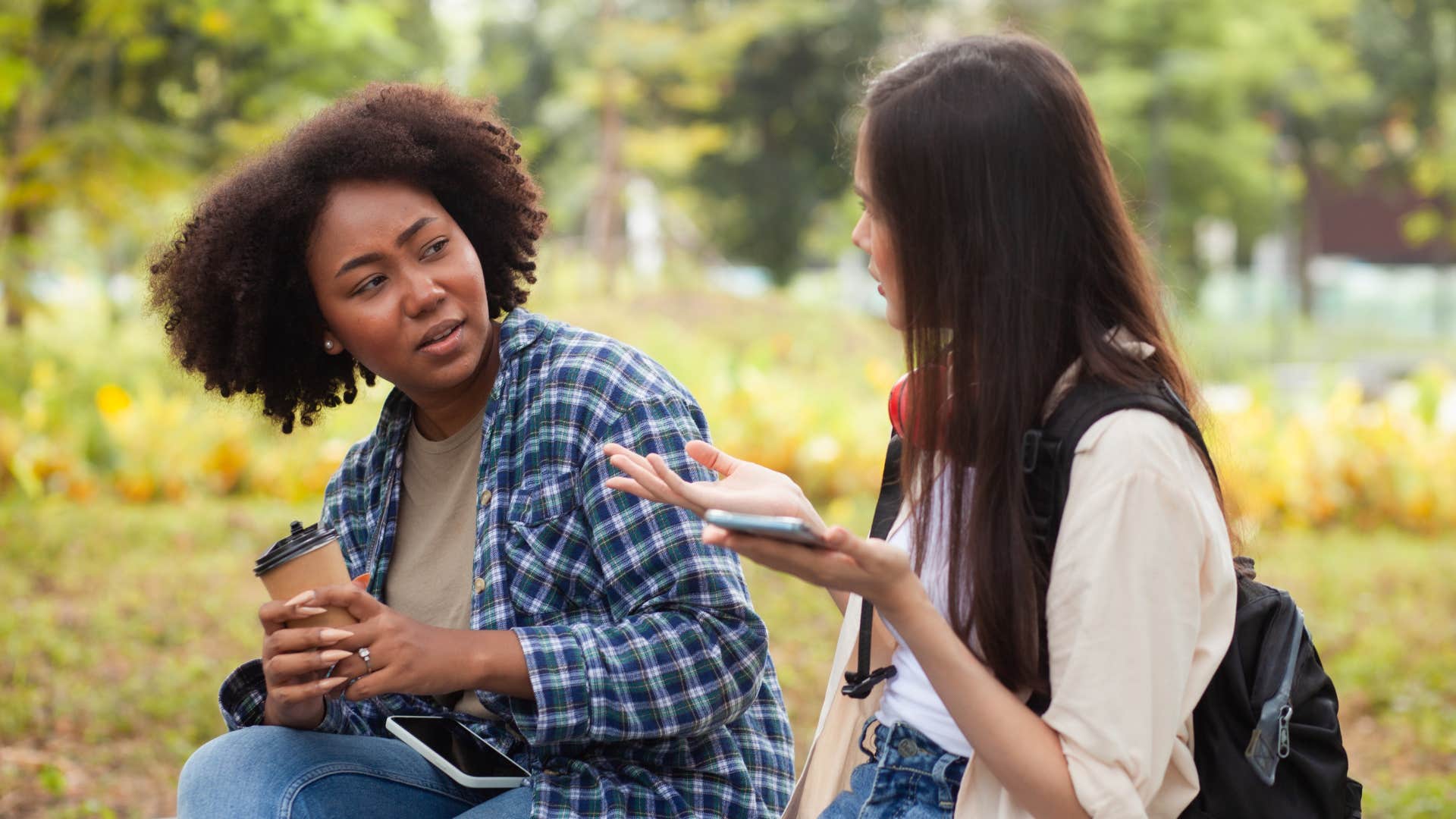 woman telling friend i've been really busy