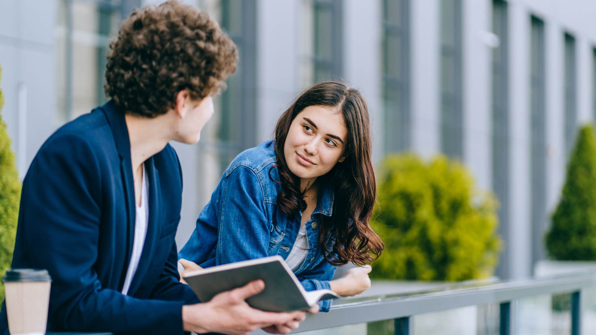 woman talking to old friend saying lets definitely catch up soon